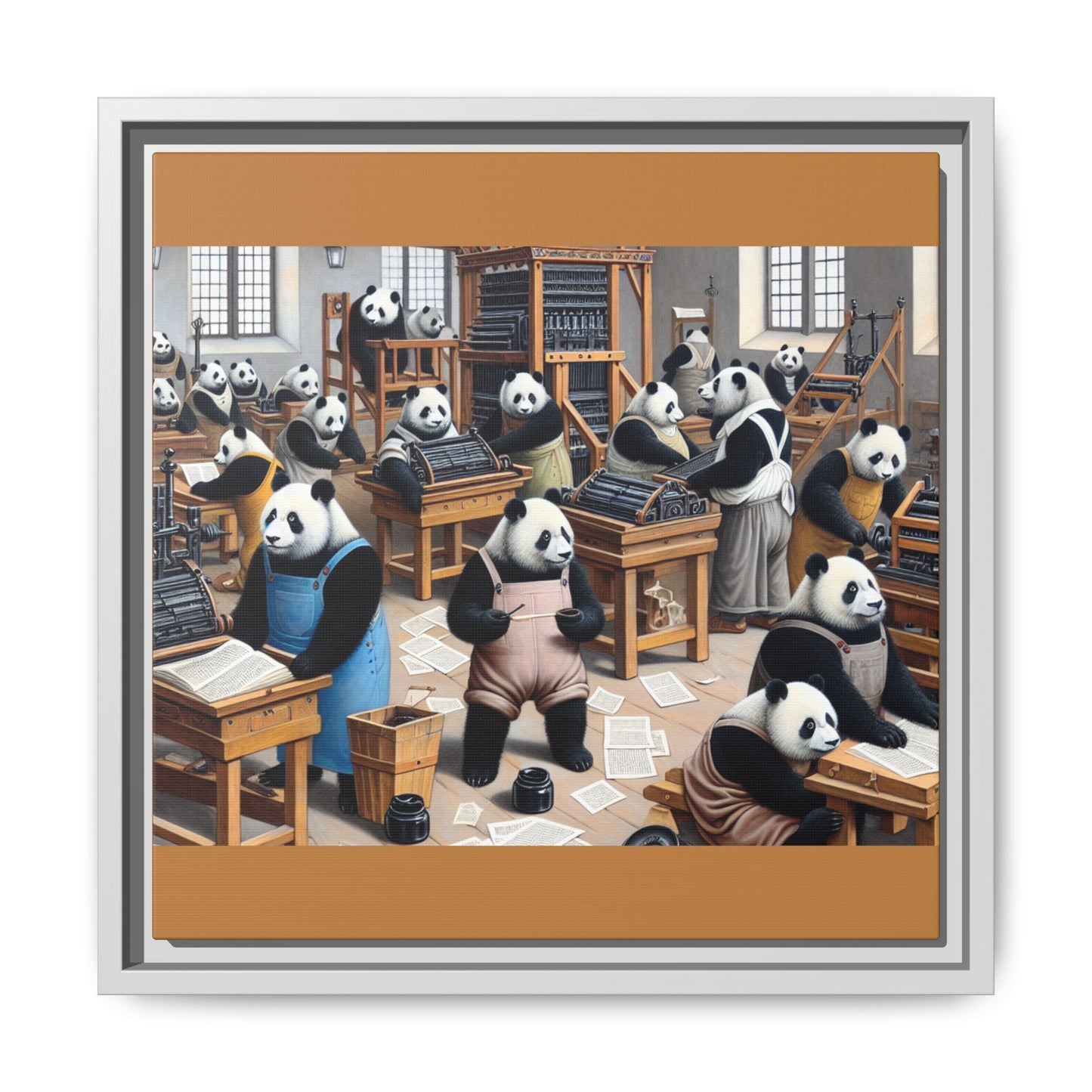 Printing Pandamonium Canvas, Framed (Multi-color)