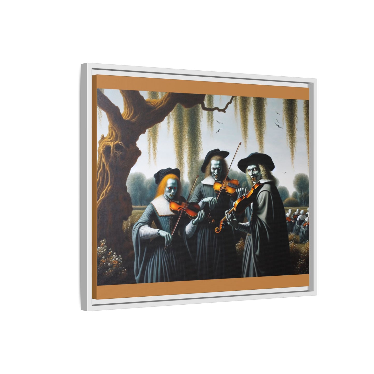 Vermeer's Vampire Violinists Canvas, Framed (Multi-color)