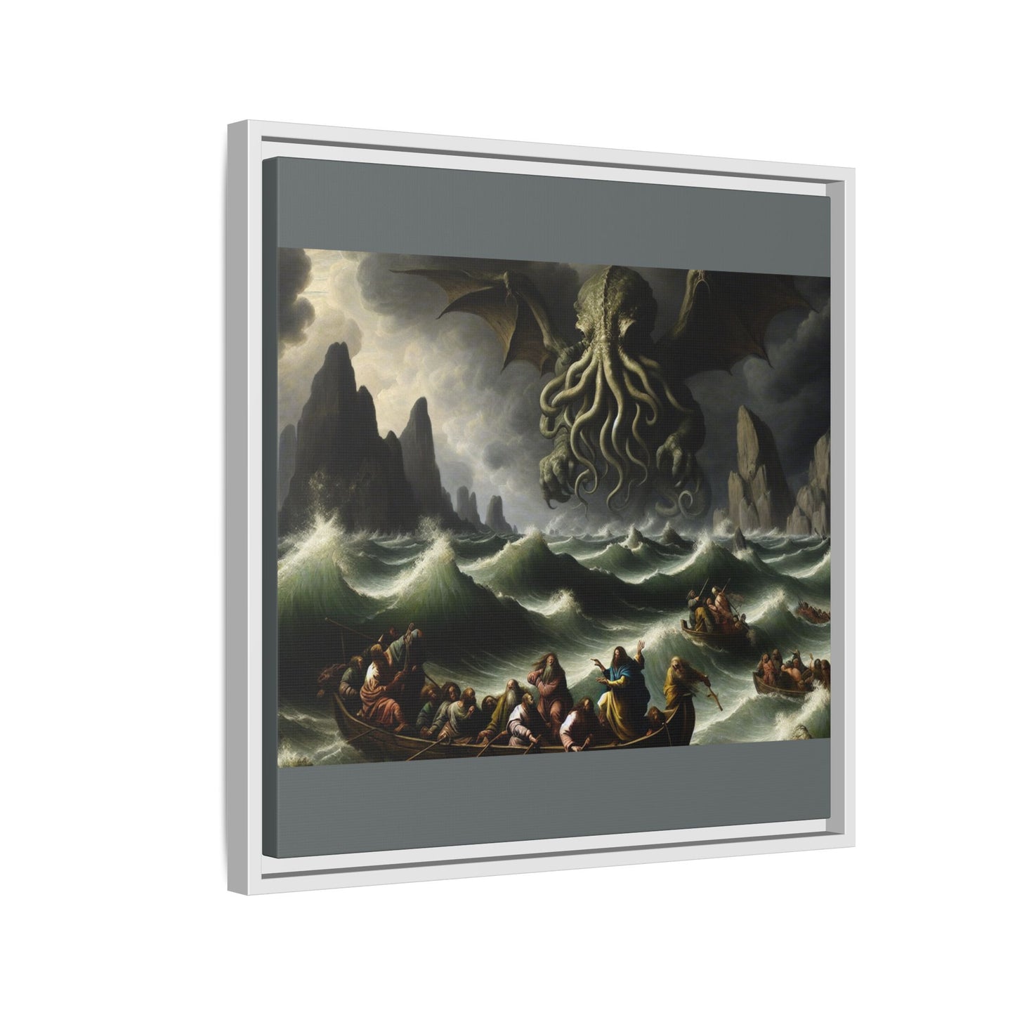 Cthulhu in the Storm Canvas, Framed (Multi-color)