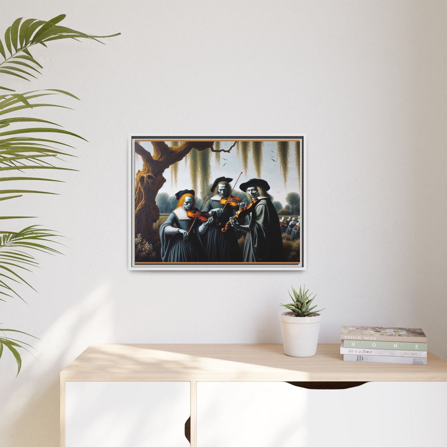 Vermeer's Vampire Violinists Canvas, Framed (Multi-color)