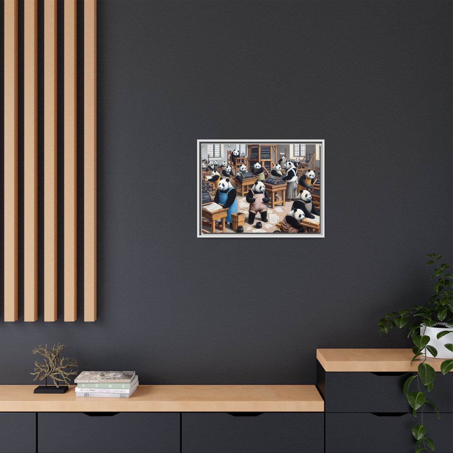 Printing Pandamonium Canvas, Framed (Multi-color)
