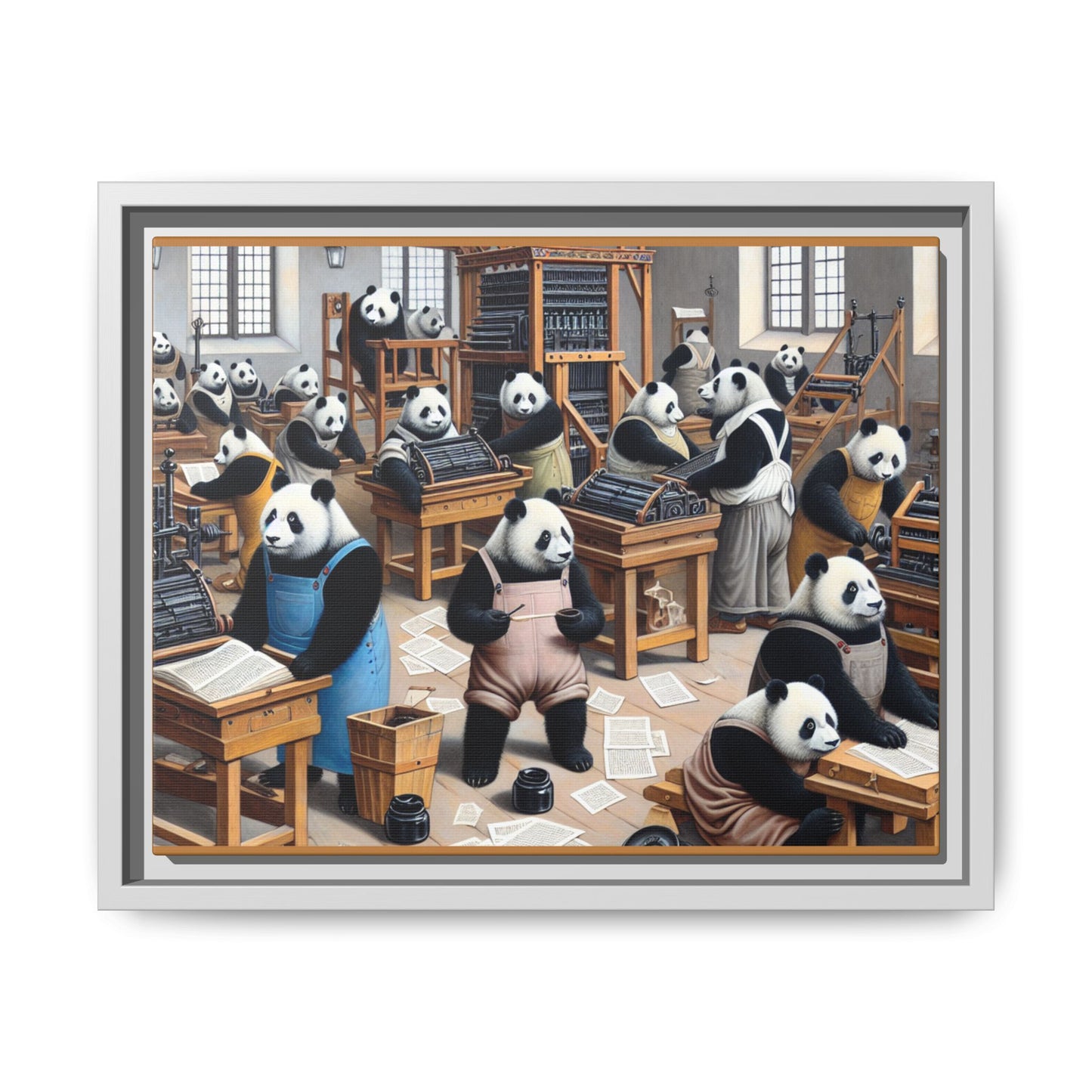 Printing Pandamonium Canvas, Framed (Multi-color)