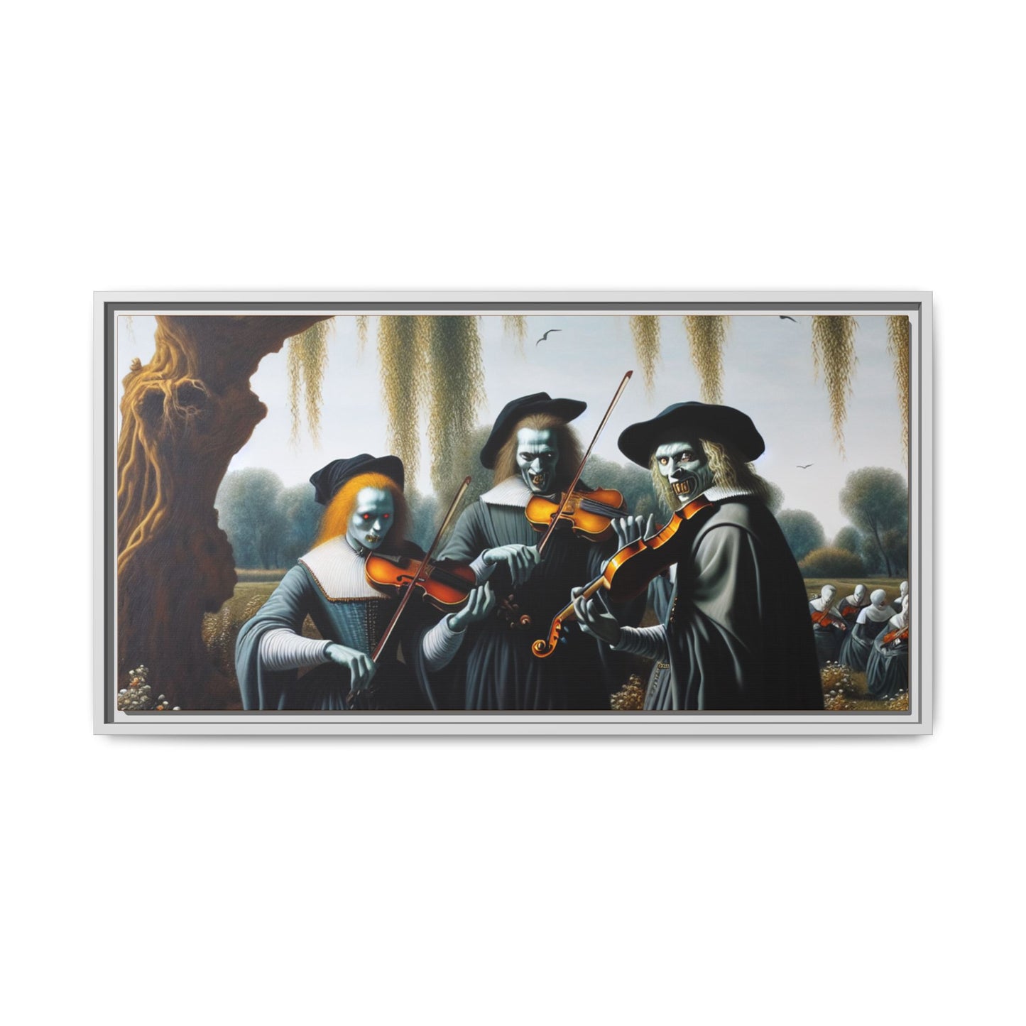 Vermeer's Vampire Violinists Canvas, Framed (Multi-color)