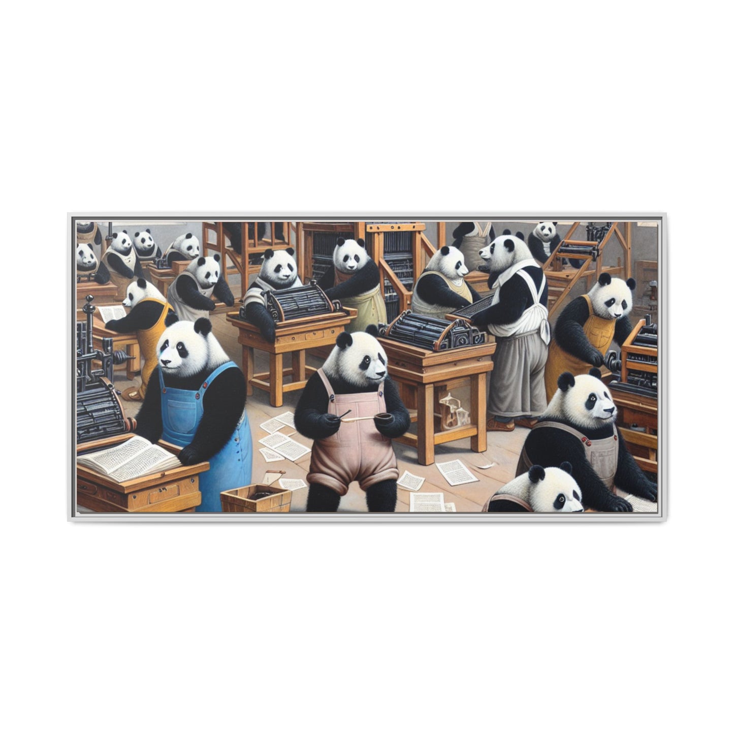 Printing Pandamonium Canvas, Framed (Multi-color)