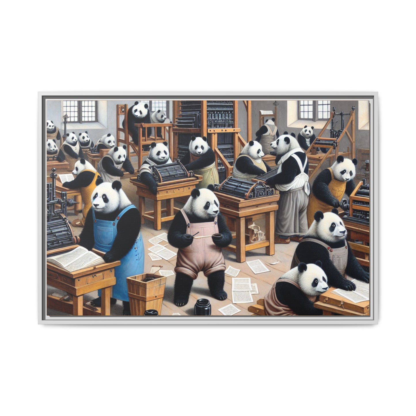 Printing Pandamonium Canvas, Framed (Multi-color)