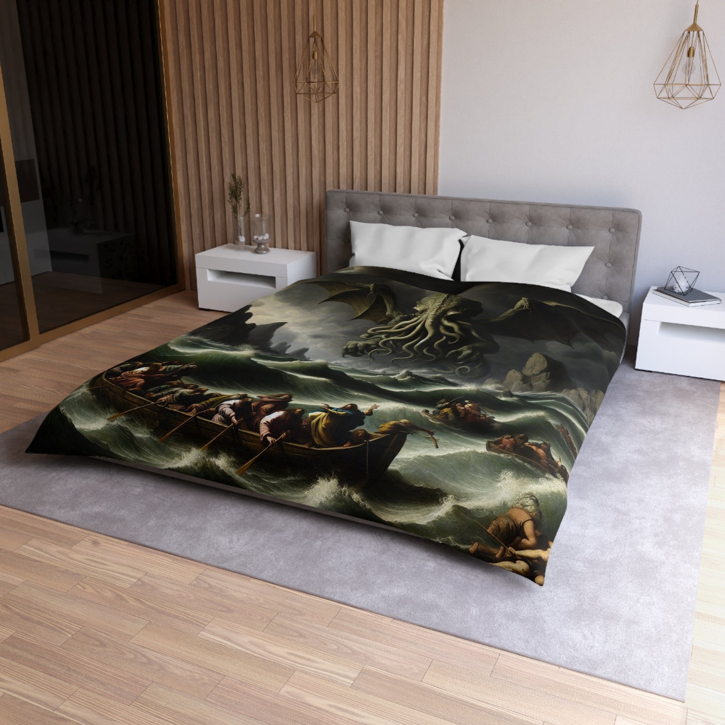 Cthulhu in the Storm Microfiber Duvet Cover