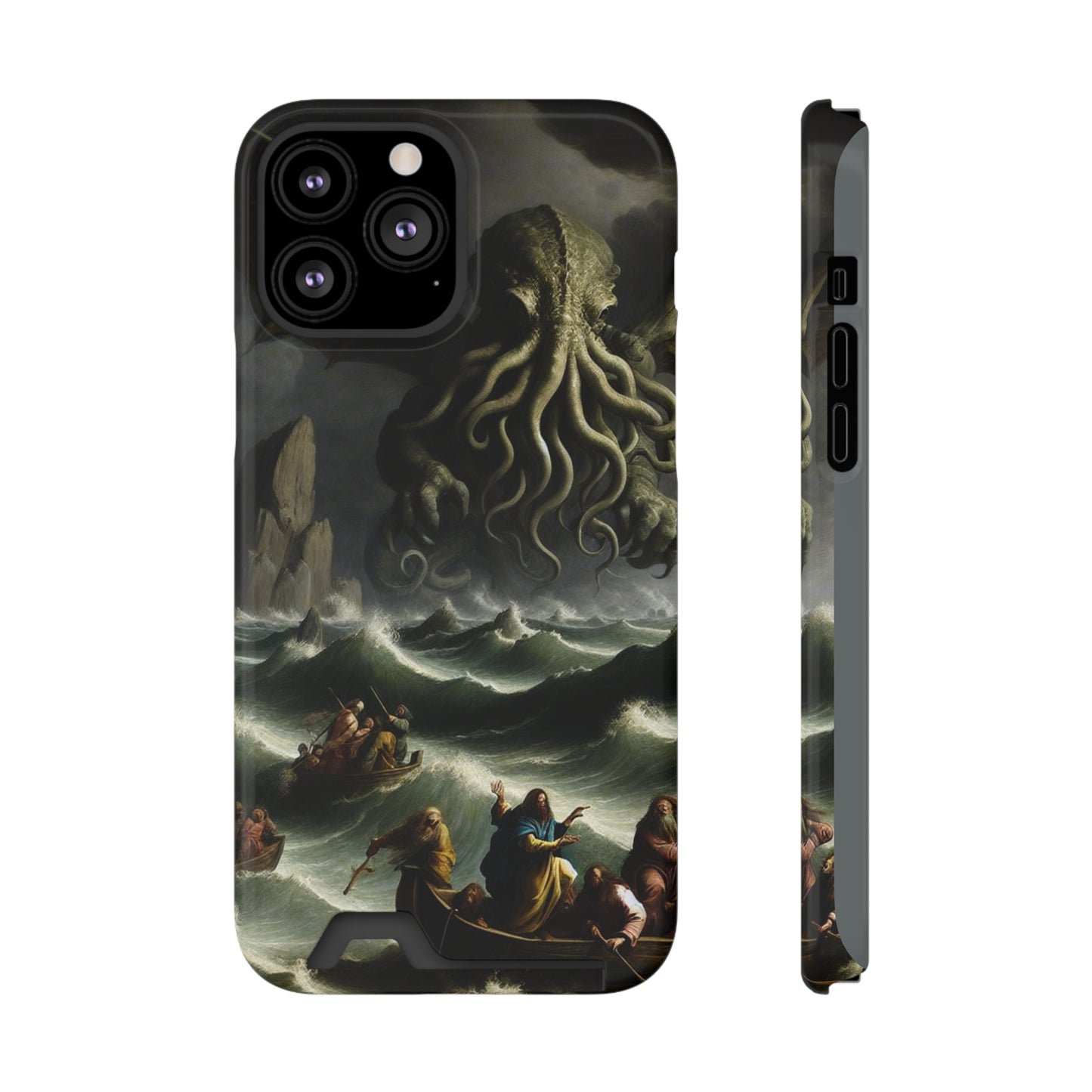 Cthulhu in the Storm Phone Case with Card Holder - IPHONE