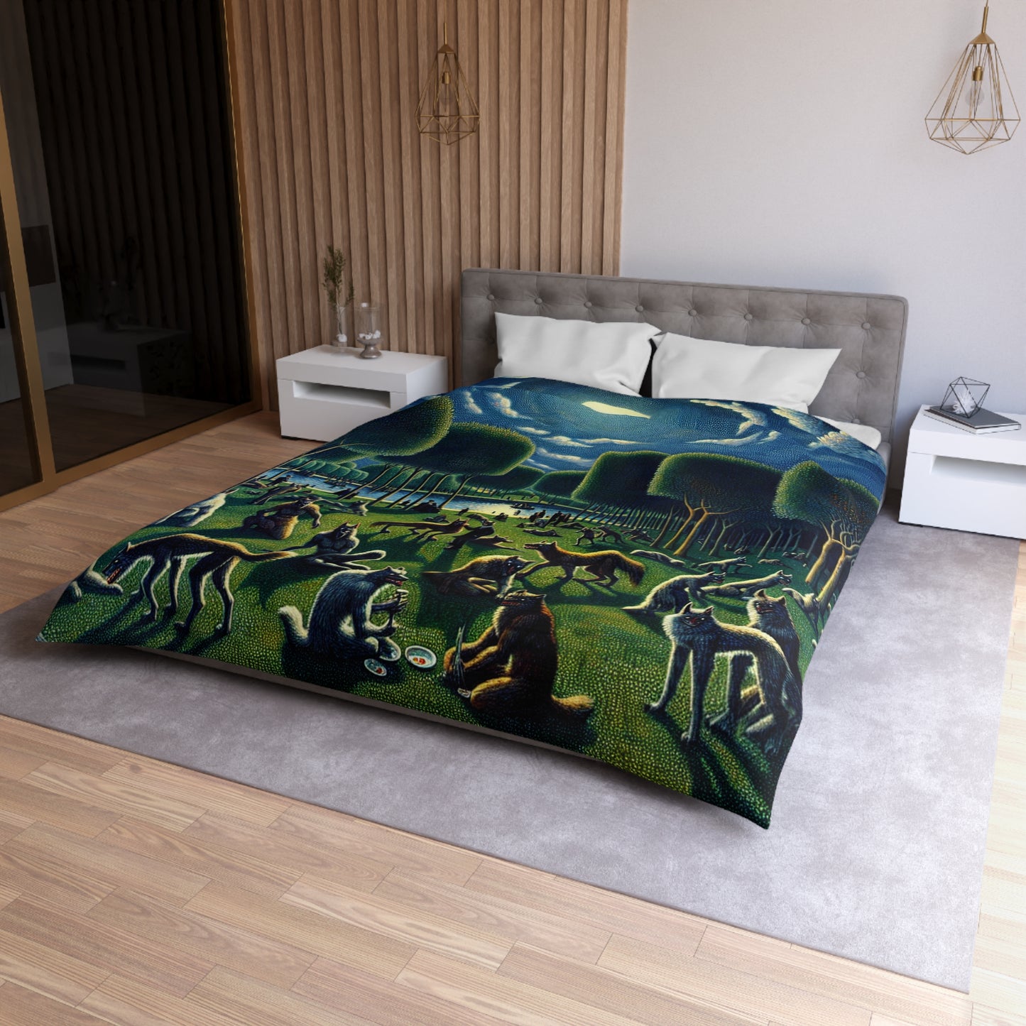 Werewolves at the Waterfront Microfiber Duvet Cover
