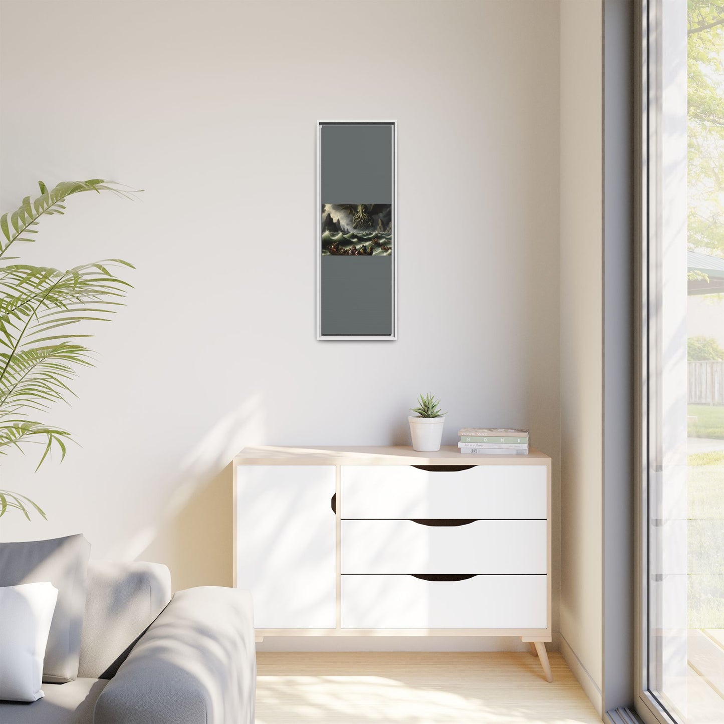 Cthulhu in the Storm Canvas, Framed (Multi-color)