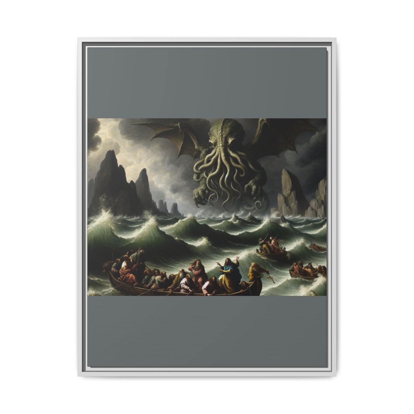 Cthulhu in the Storm Canvas, Framed (Multi-color)
