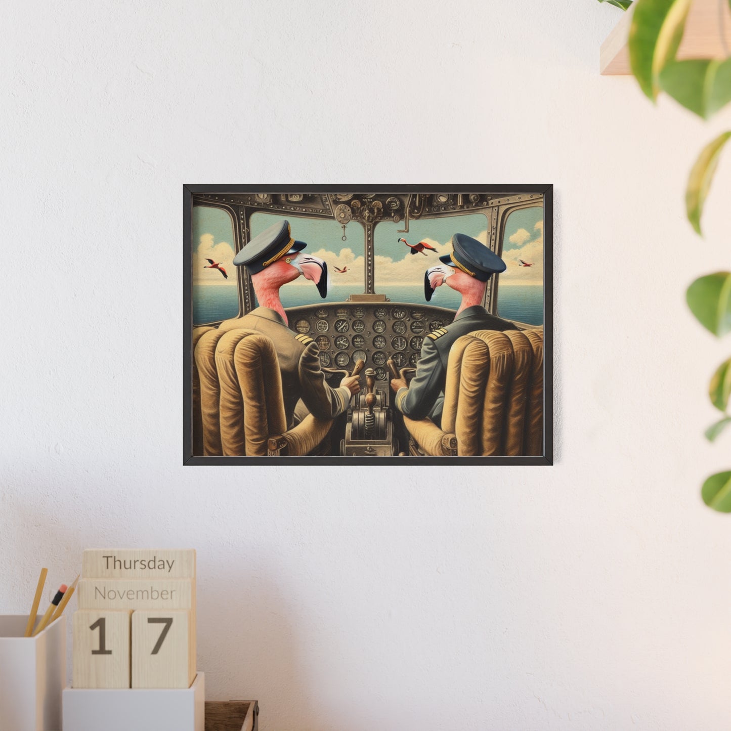 Framed Flamingo Flight Deck Poster