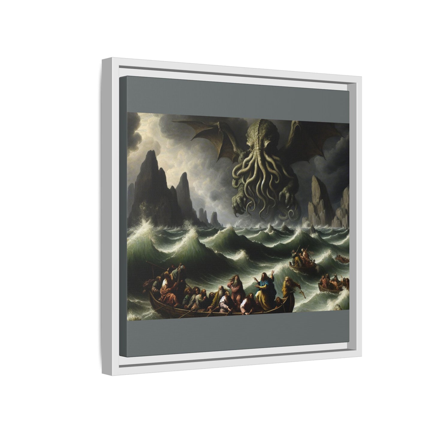 Cthulhu in the Storm Canvas, Framed (Multi-color)