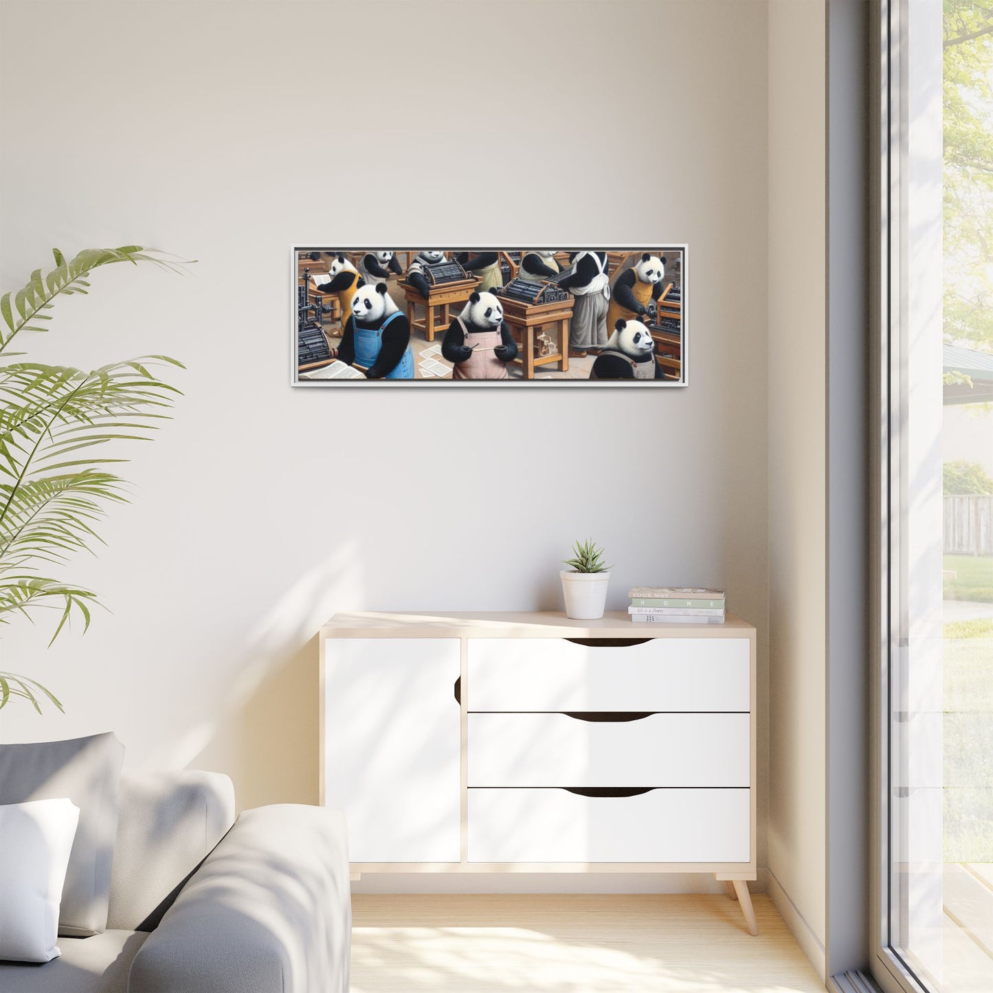 Printing Pandamonium Canvas, Framed (Multi-color)