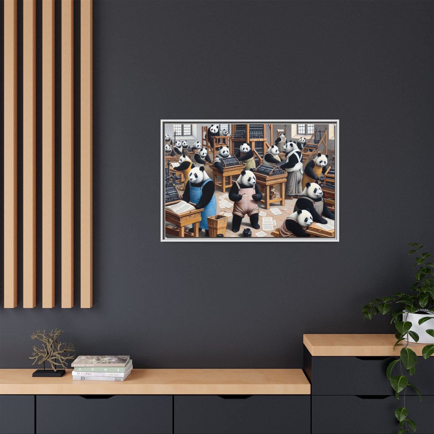 Printing Pandamonium Canvas, Framed (Multi-color)
