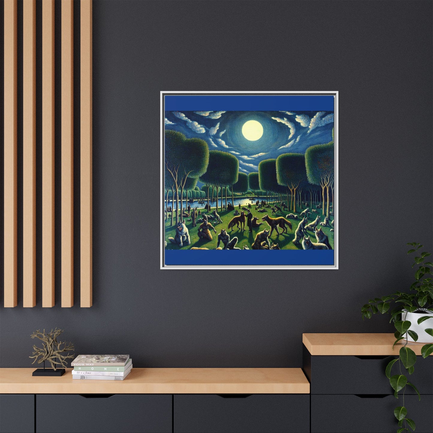 Werewolves at the Waterfront Canvas, Framed (Multi-color)