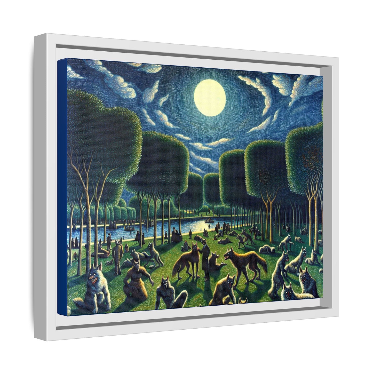 Werewolves at the Waterfront Canvas, Framed (Multi-color)