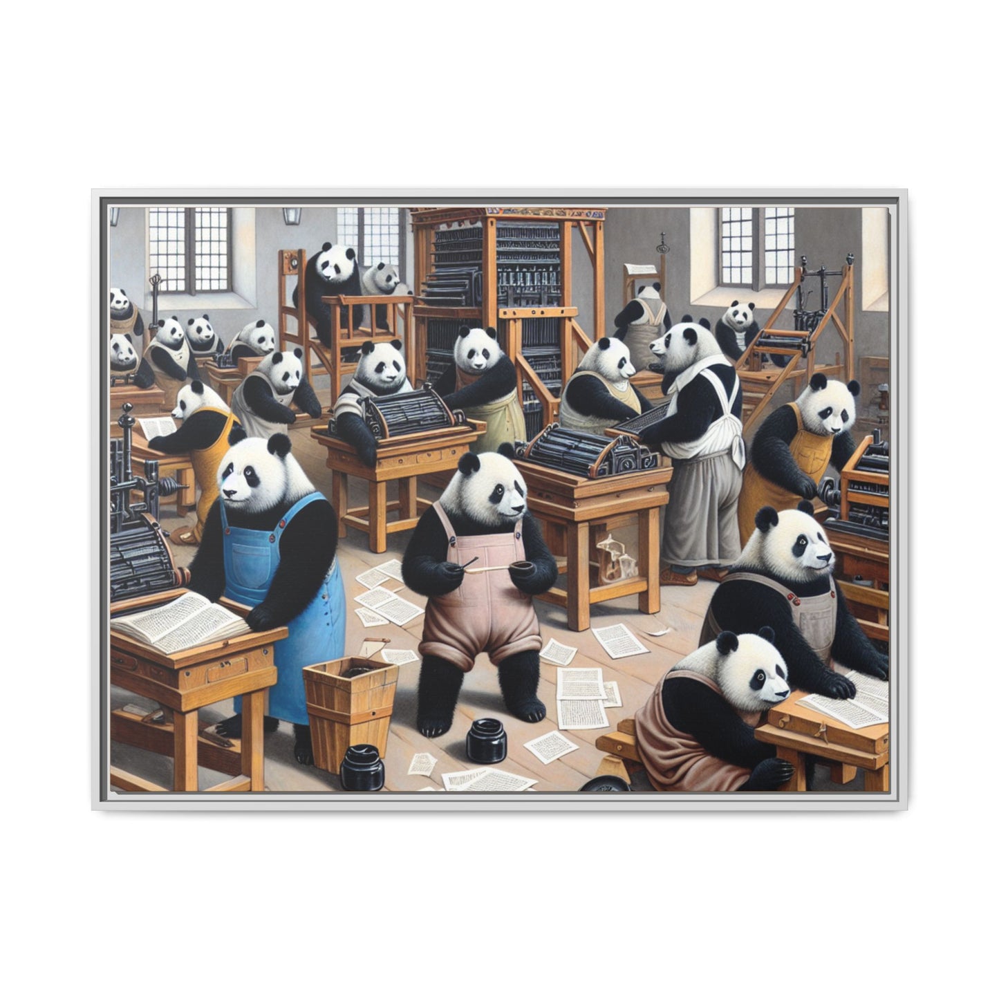 Printing Pandamonium Canvas, Framed (Multi-color)