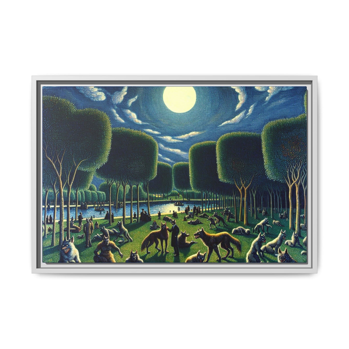 Werewolves at the Waterfront Canvas, Framed (Multi-color)