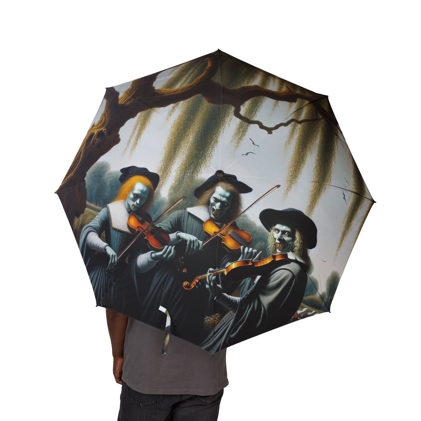 Vermeer's Vampire Violinists Semi-Automatic Foldable Umbrella
