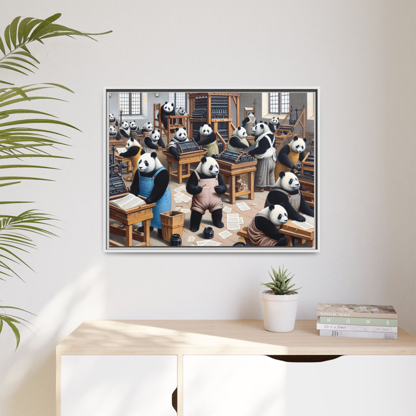Printing Pandamonium Canvas, Framed (Multi-color)