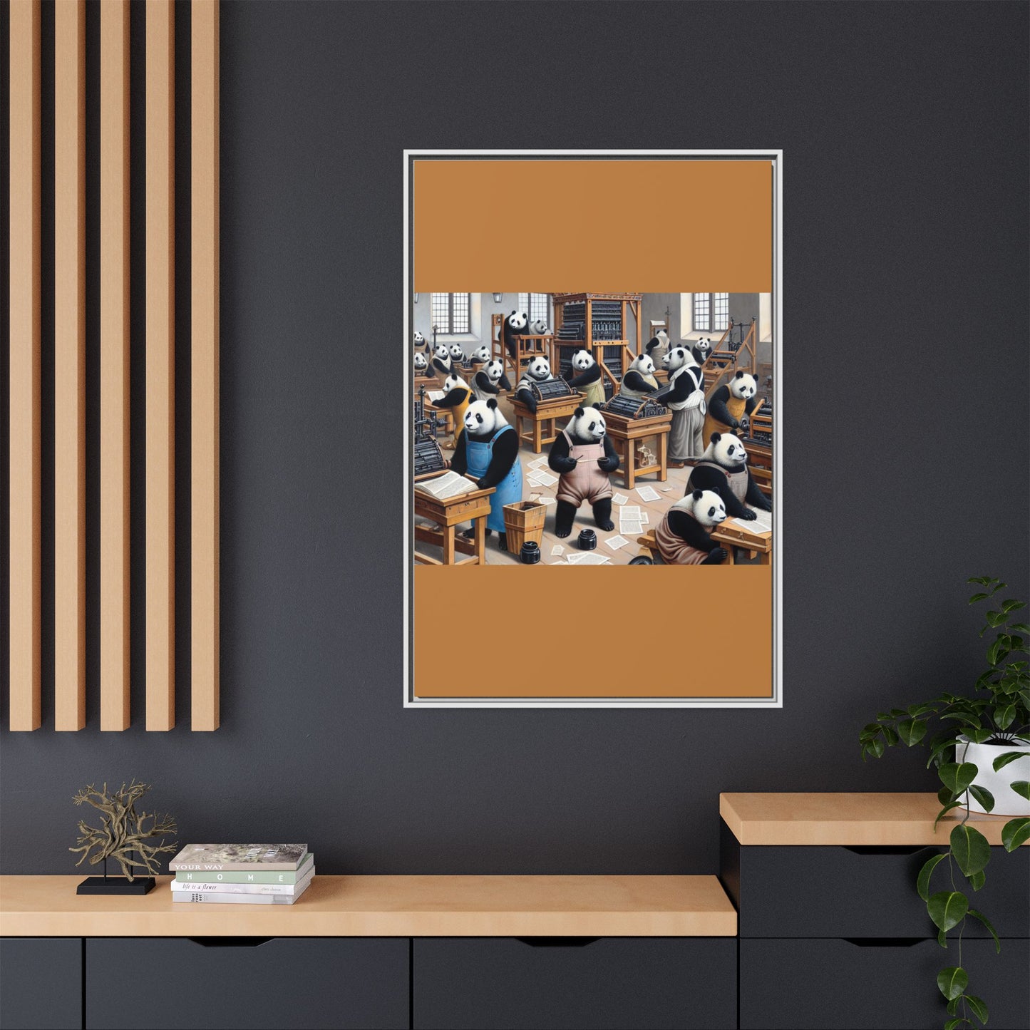 Printing Pandamonium Canvas, Framed (Multi-color)