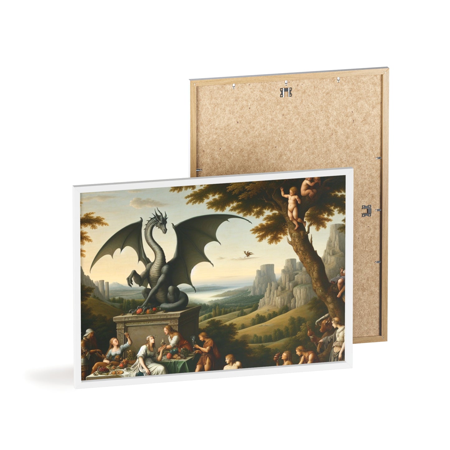 Framed Dragon Statue Poster