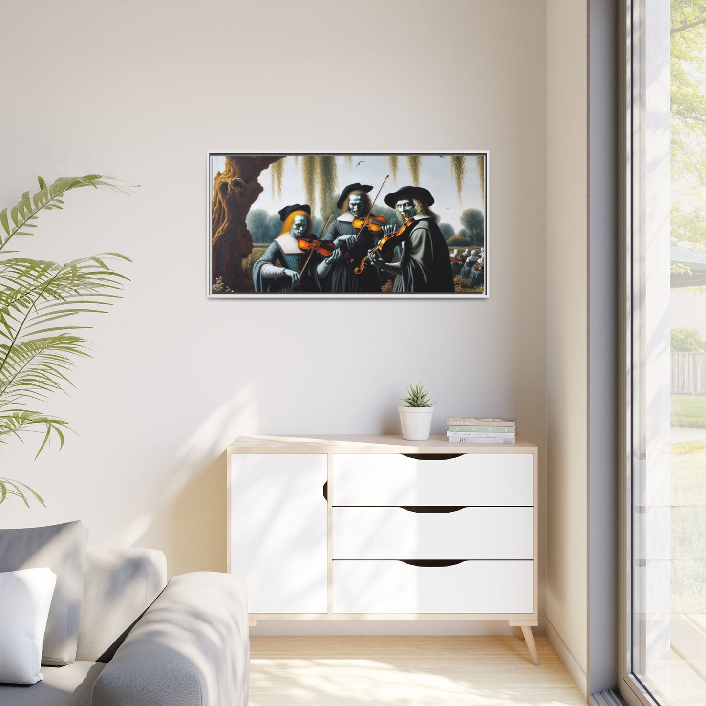 Vermeer's Vampire Violinists Canvas, Framed (Multi-color)