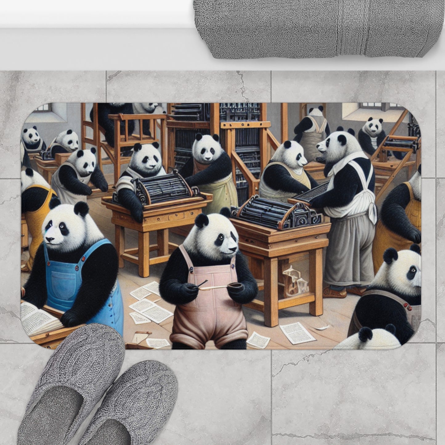 Printing Pandamonium Bath Mat