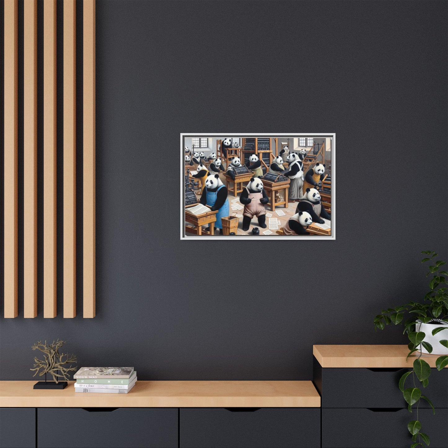 Printing Pandamonium Canvas, Framed (Multi-color)
