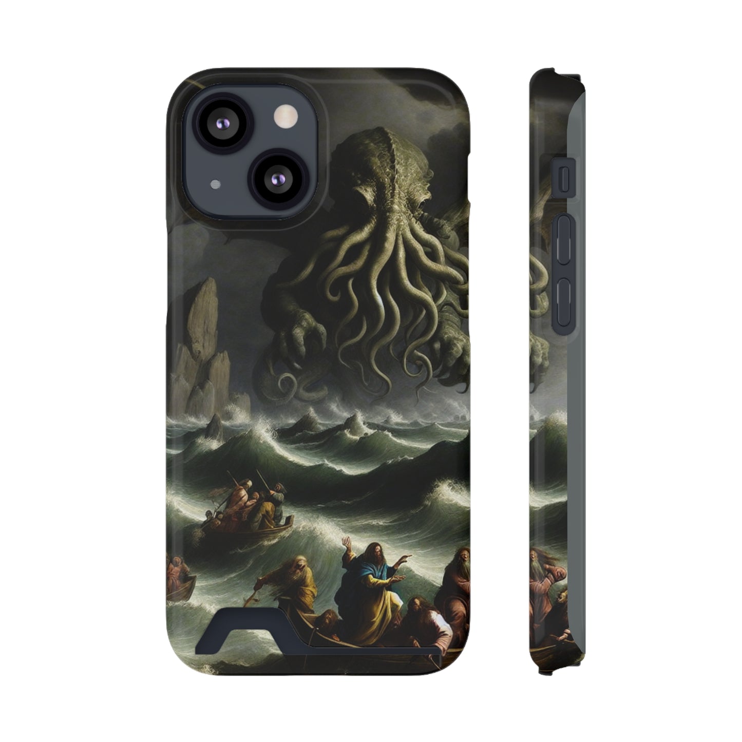 Cthulhu in the Storm Phone Case with Card Holder - IPHONE