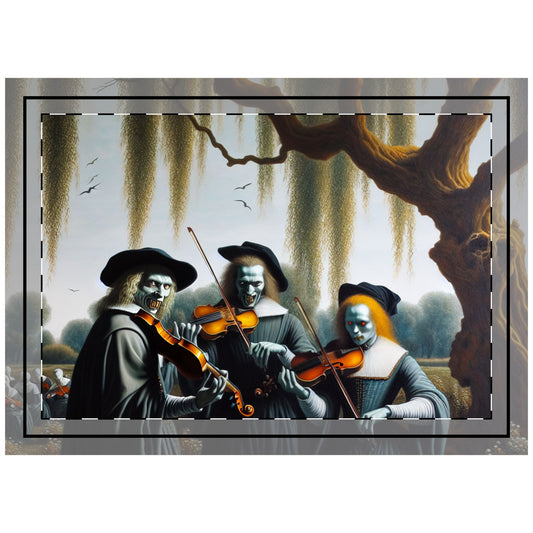Vermeer's Vampire Violinists Throw Pillow