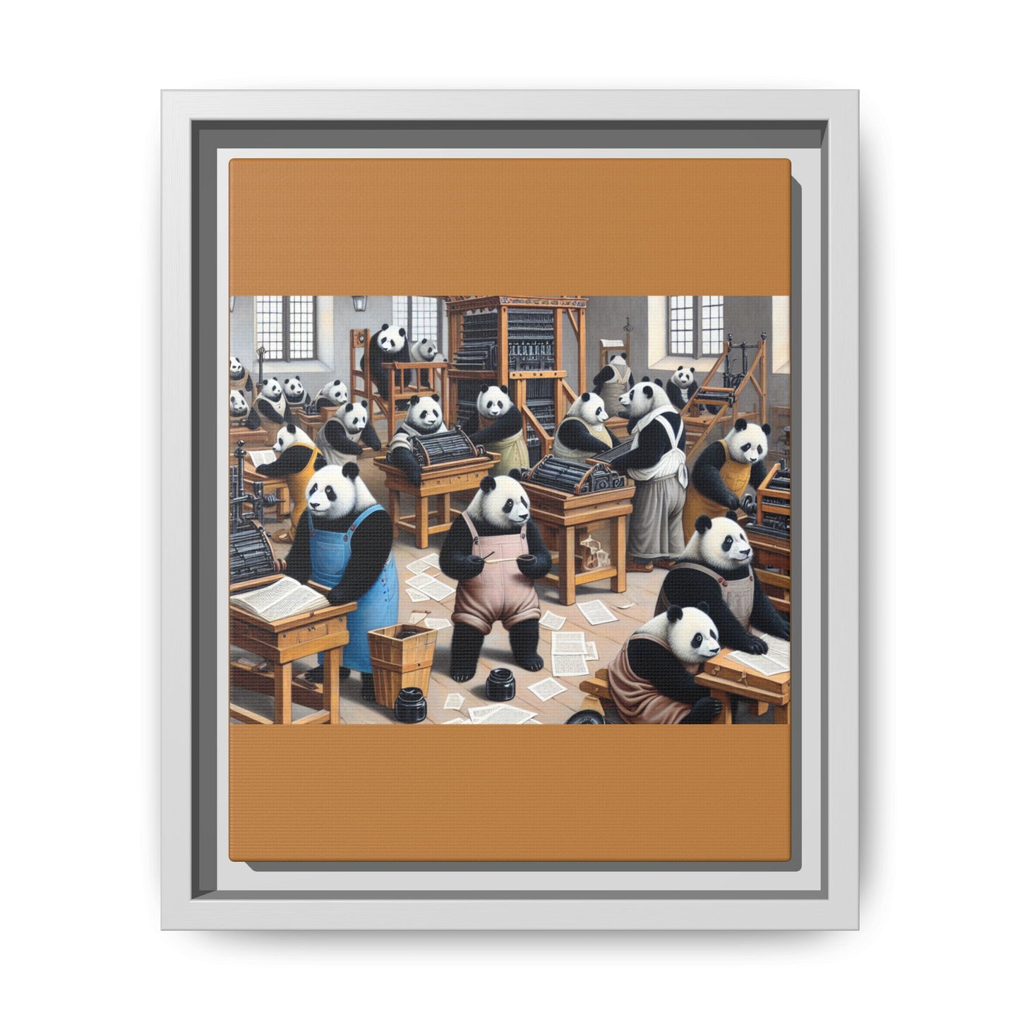 Printing Pandamonium Canvas, Framed (Multi-color)