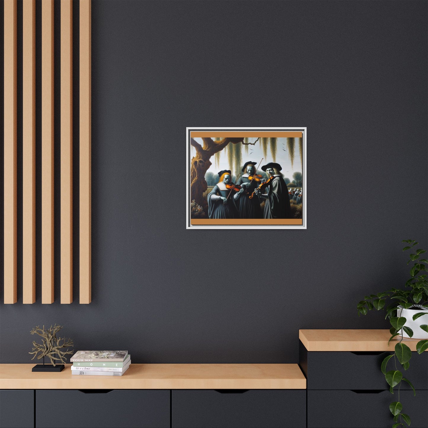 Vermeer's Vampire Violinists Canvas, Framed (Multi-color)