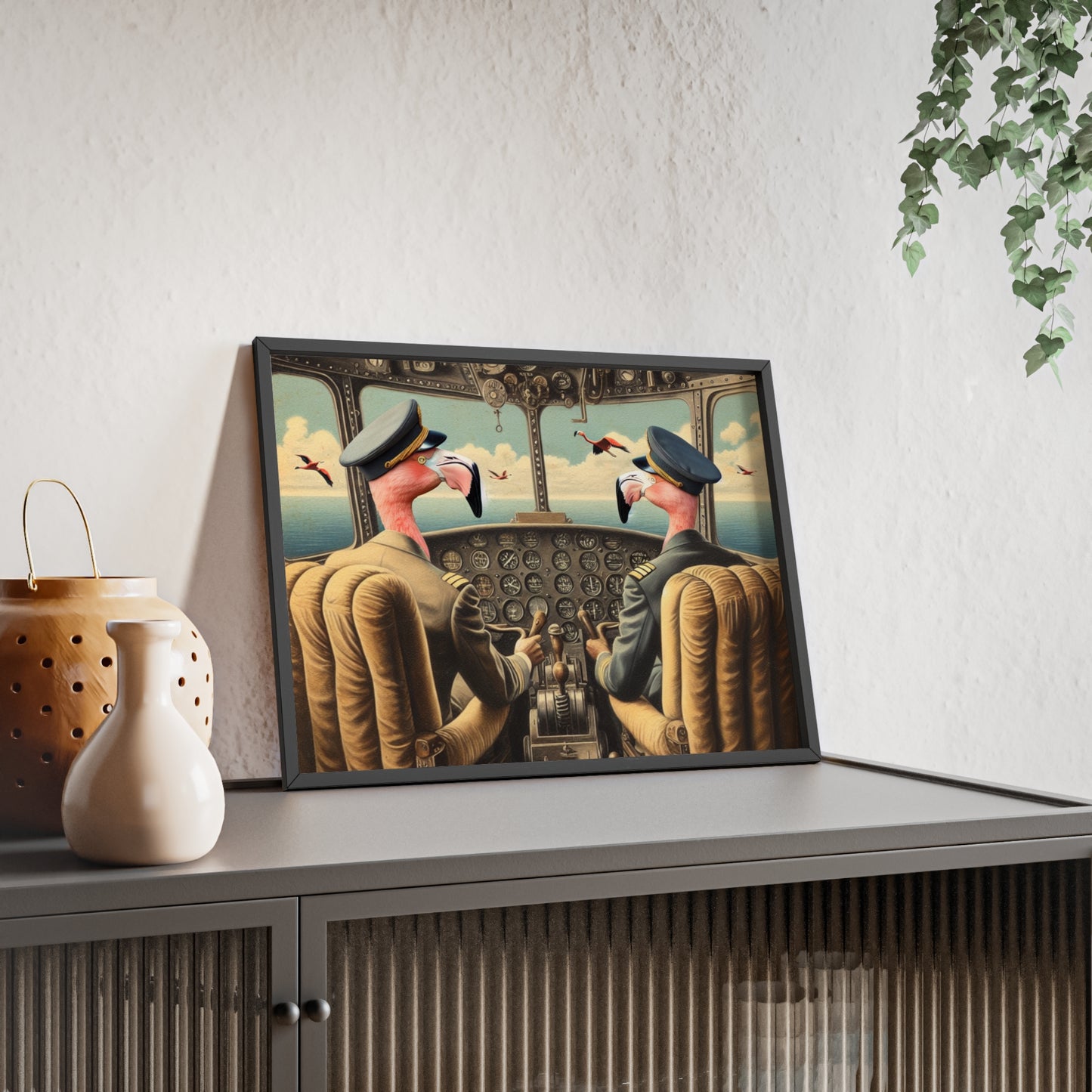 Framed Flamingo Flight Deck Poster
