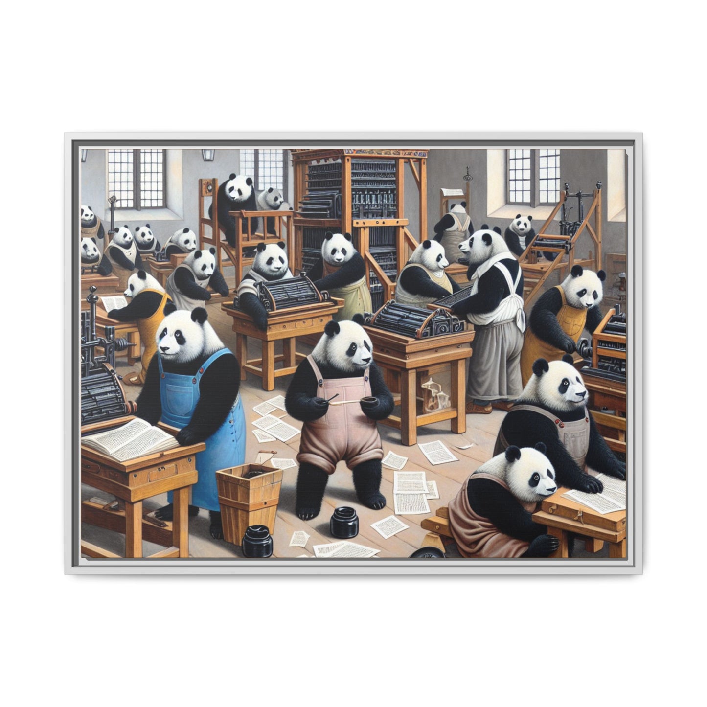Printing Pandamonium Canvas, Framed (Multi-color)