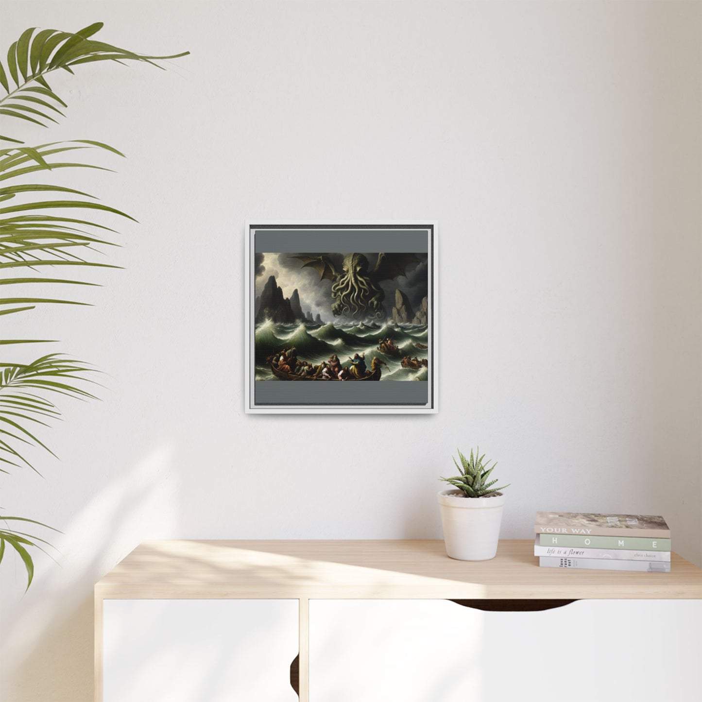 Cthulhu in the Storm Canvas, Framed (Multi-color)