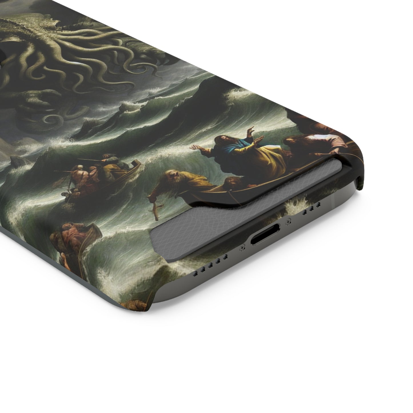 Cthulhu in the Storm Phone Case with Card Holder - IPHONE