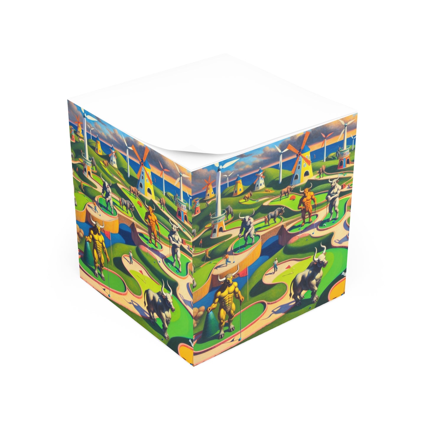 Mini-taur Golf Post It Note Cube