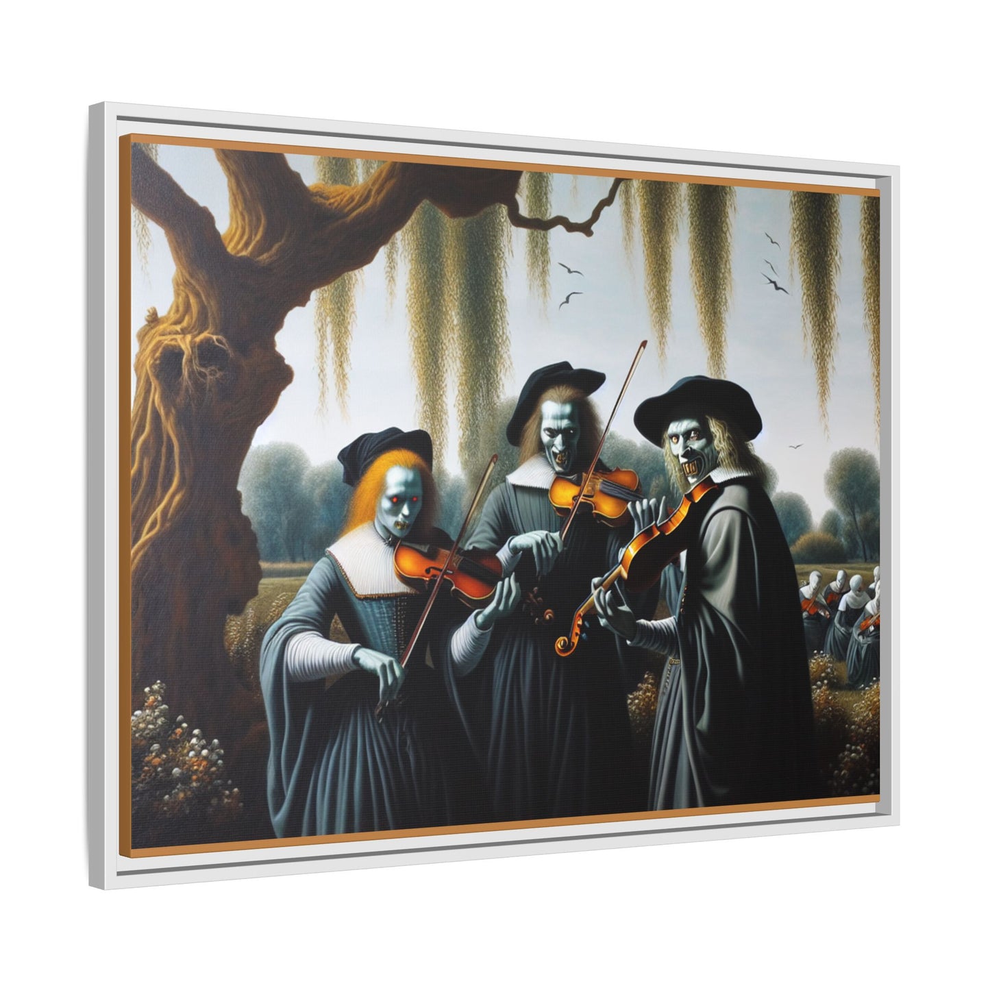 Vermeer's Vampire Violinists Canvas, Framed (Multi-color)