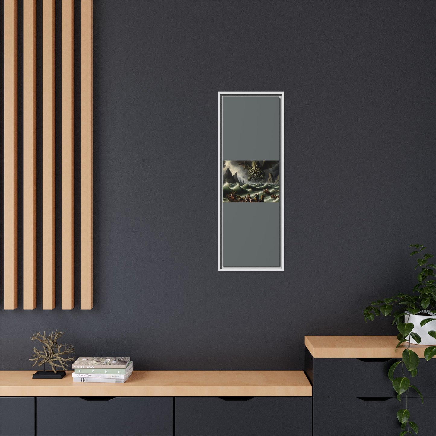 Cthulhu in the Storm Canvas, Framed (Multi-color)