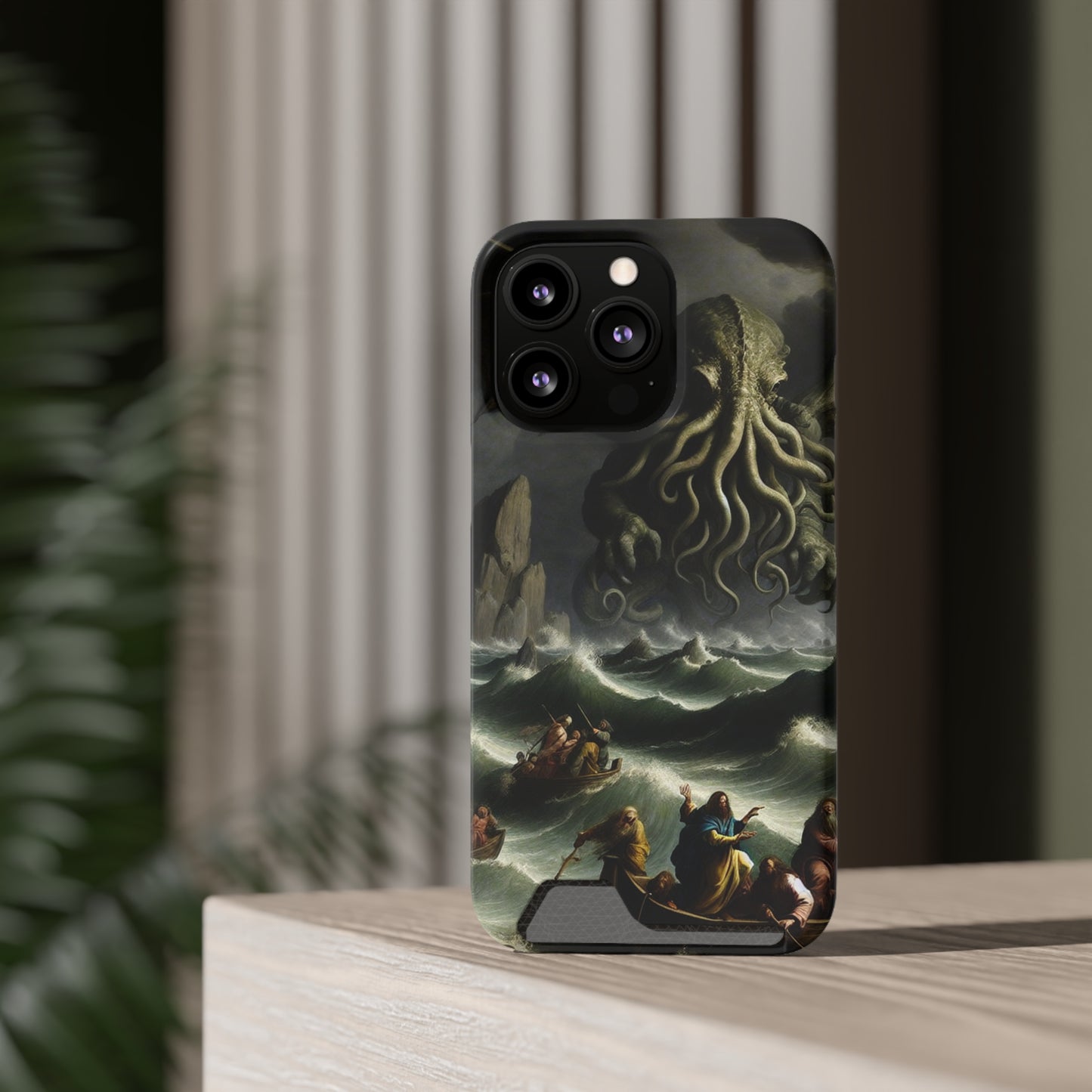 Cthulhu in the Storm Phone Case with Card Holder - IPHONE