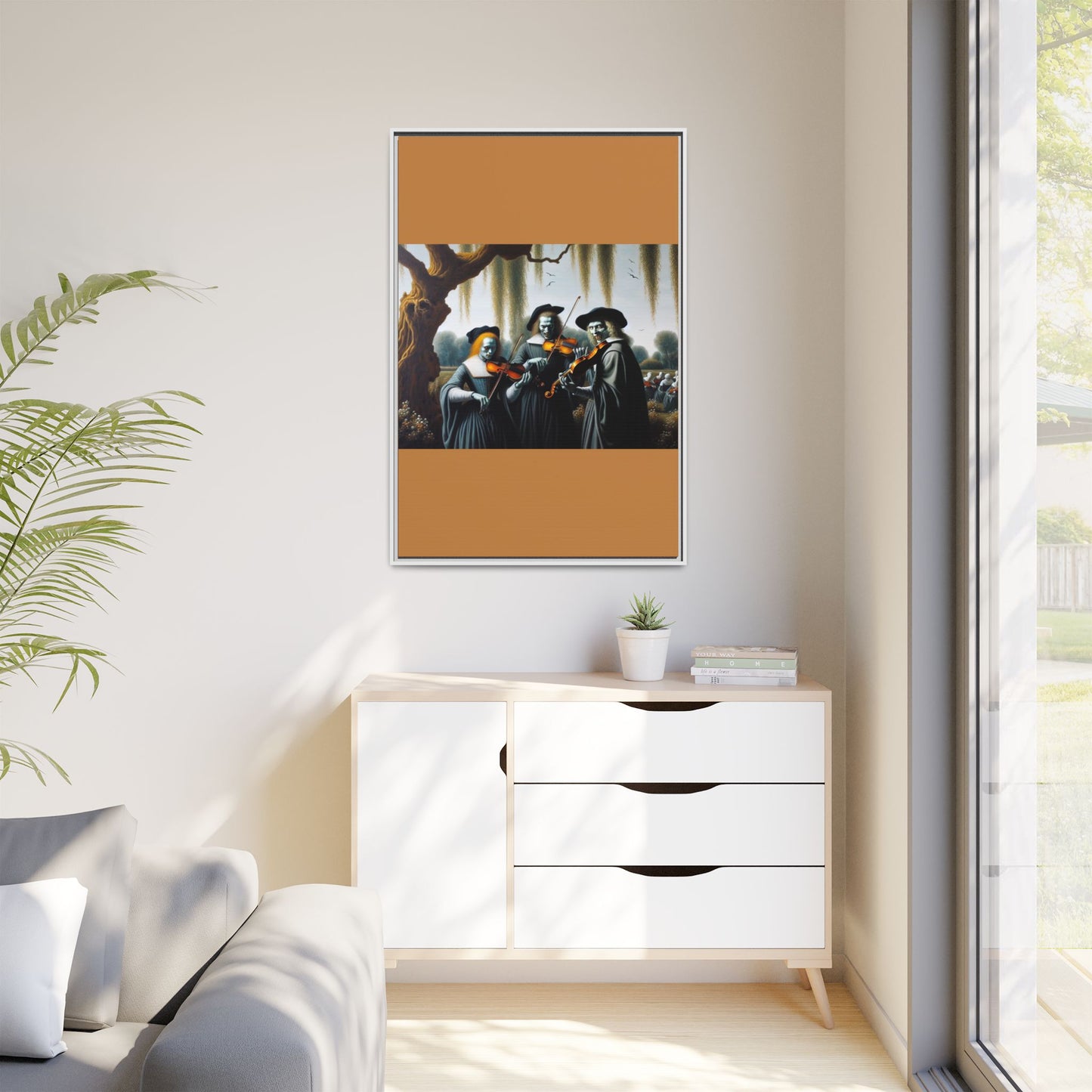 Vermeer's Vampire Violinists Canvas, Framed (Multi-color)