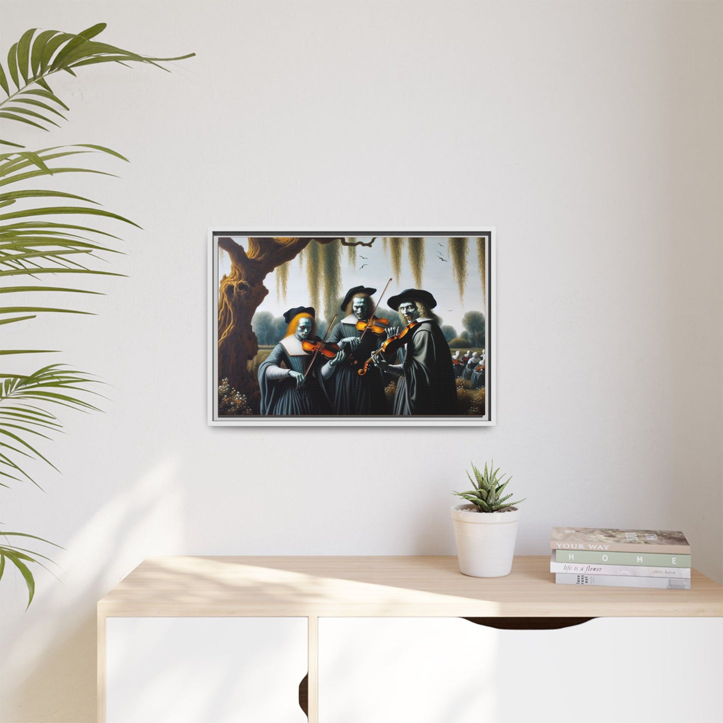 Vermeer's Vampire Violinists Canvas, Framed (Multi-color)