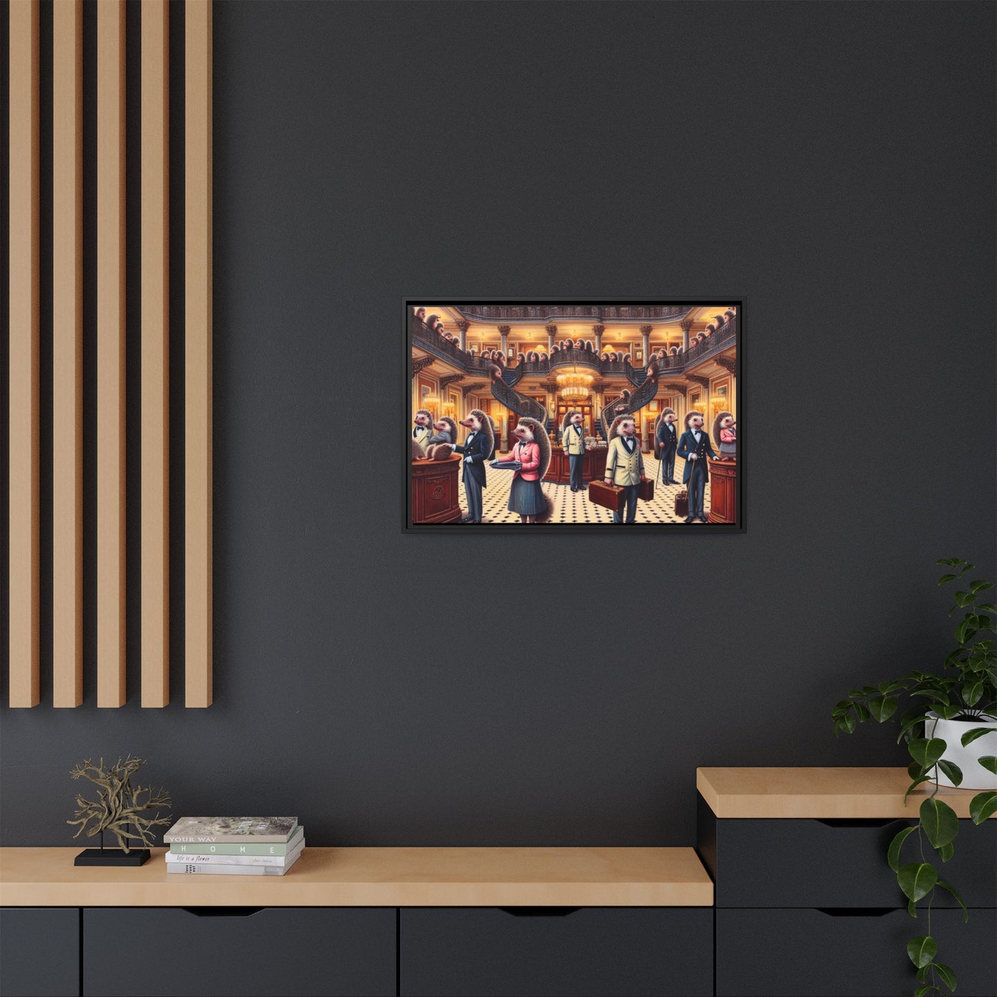 Hedgehog Hotel Canvas, Framed (Multi-color)