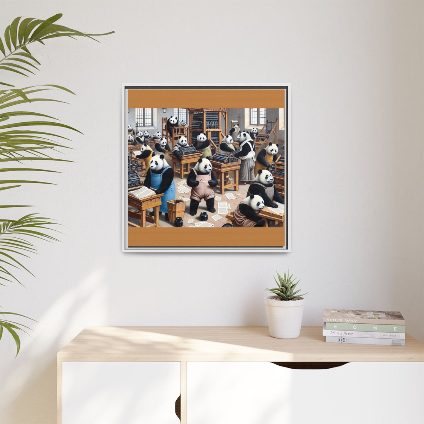 Printing Pandamonium Canvas, Framed (Multi-color)