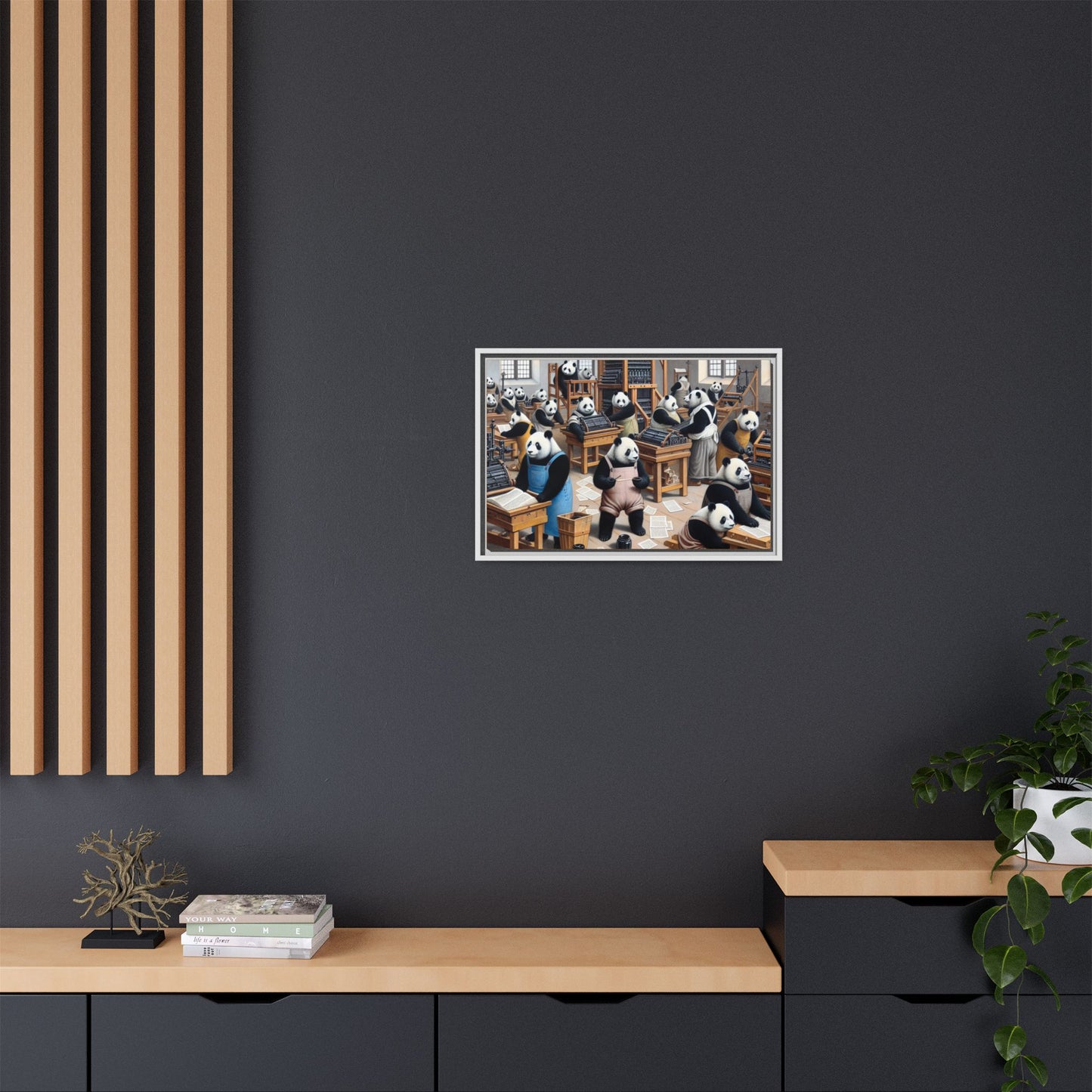 Printing Pandamonium Canvas, Framed (Multi-color)