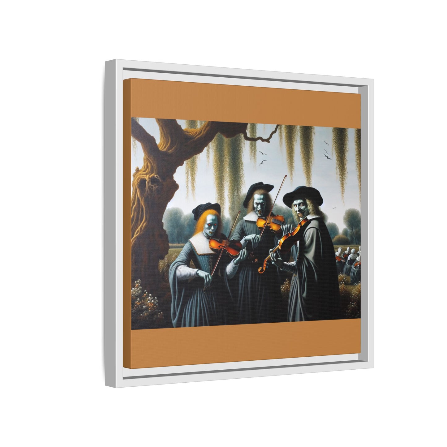 Vermeer's Vampire Violinists Canvas, Framed (Multi-color)