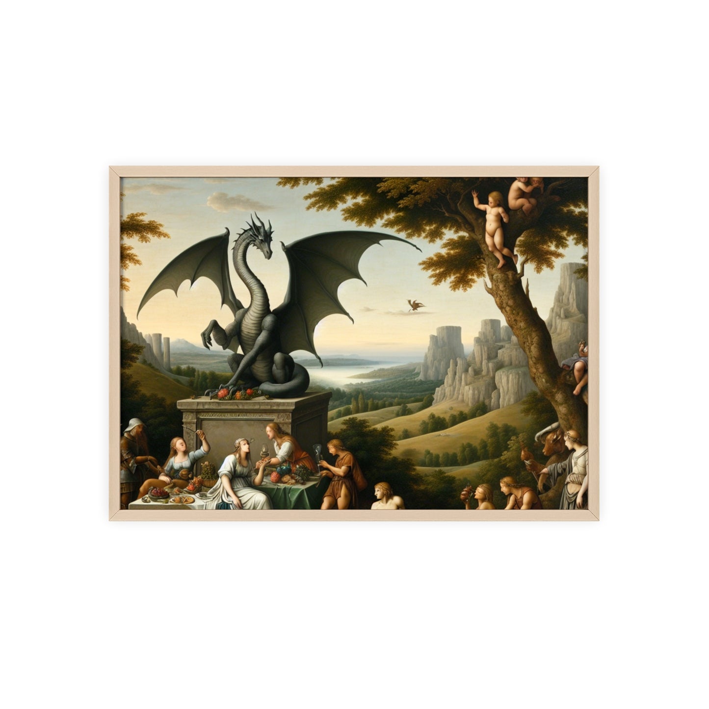 Framed Dragon Statue Poster