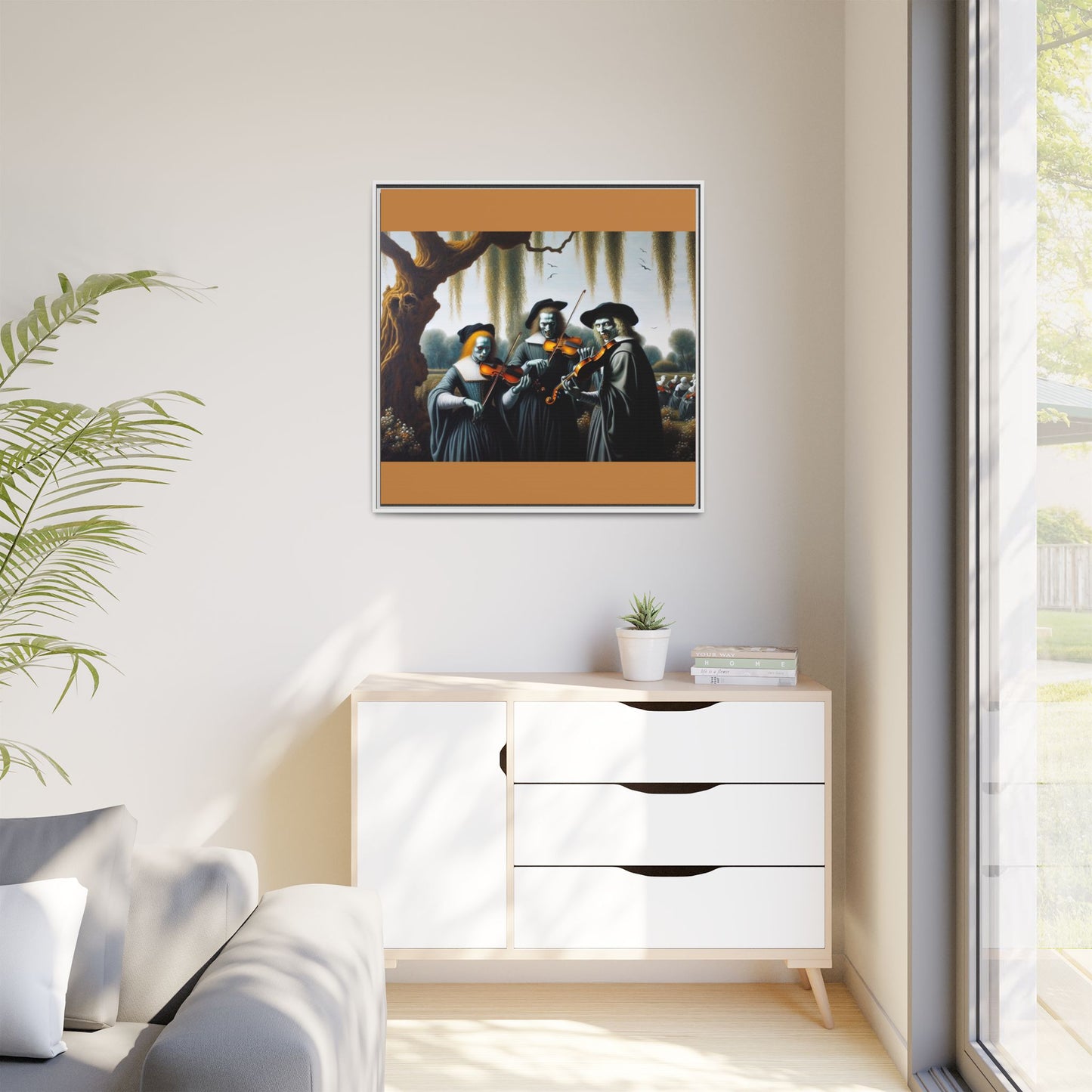 Vermeer's Vampire Violinists Canvas, Framed (Multi-color)