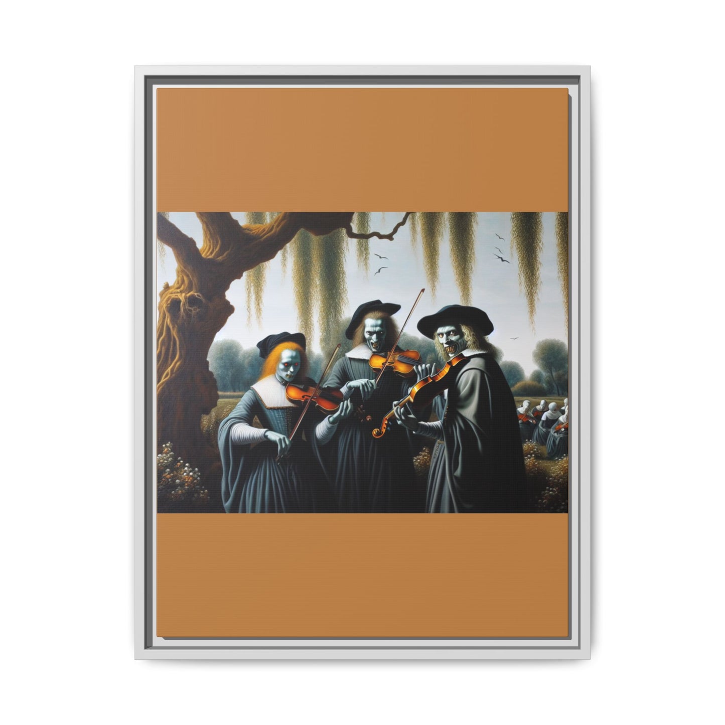 Vermeer's Vampire Violinists Canvas, Framed (Multi-color)